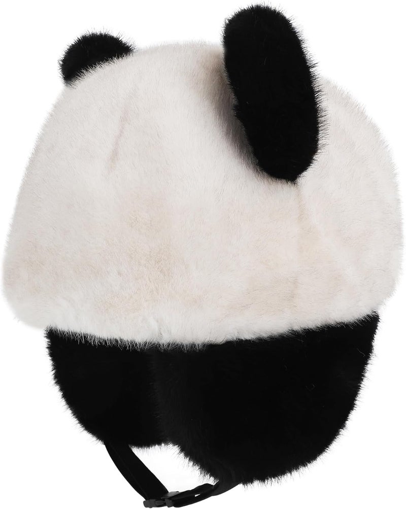 NICEYST Cute Panda Plush Animal Hat Soft Cozy Novelty Funny Panda Hat Furry Warm Winter Beanie Fur Hat for Teen Adult - Image 3